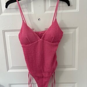 Betsey Johnson Vibrant Pink Textured one piece swimsuit